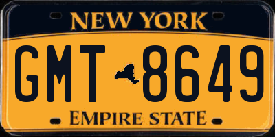 NY license plate GMT8649