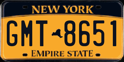 NY license plate GMT8651