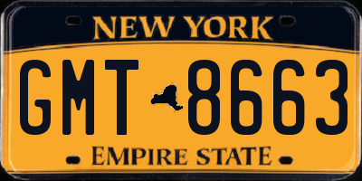 NY license plate GMT8663