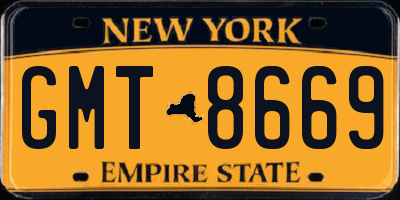 NY license plate GMT8669