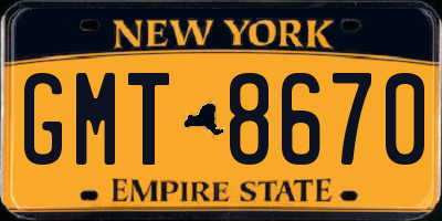 NY license plate GMT8670