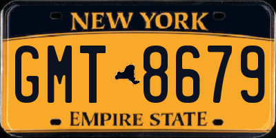 NY license plate GMT8679