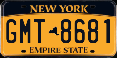 NY license plate GMT8681