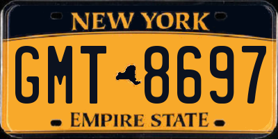 NY license plate GMT8697