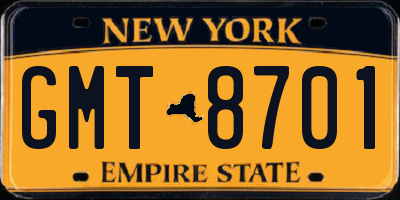 NY license plate GMT8701