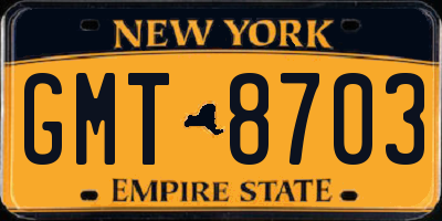 NY license plate GMT8703