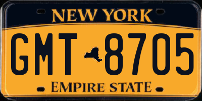 NY license plate GMT8705