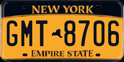 NY license plate GMT8706
