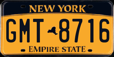 NY license plate GMT8716