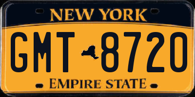NY license plate GMT8720
