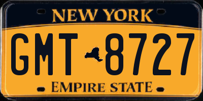 NY license plate GMT8727
