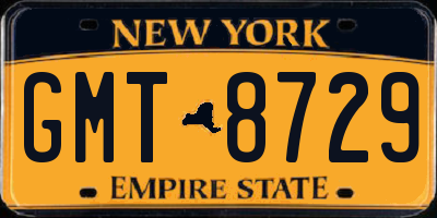 NY license plate GMT8729