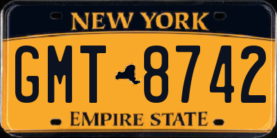 NY license plate GMT8742