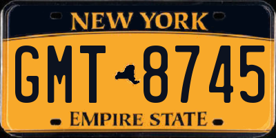 NY license plate GMT8745