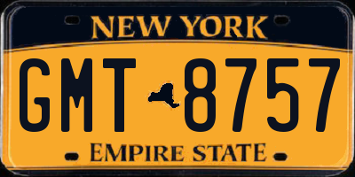 NY license plate GMT8757
