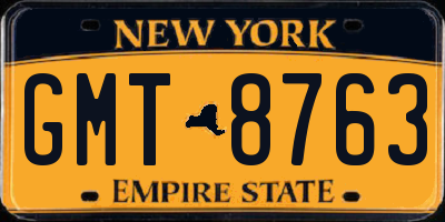 NY license plate GMT8763