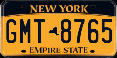 NY license plate GMT8765