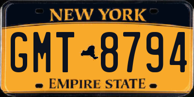 NY license plate GMT8794