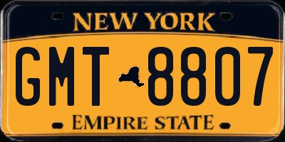 NY license plate GMT8807