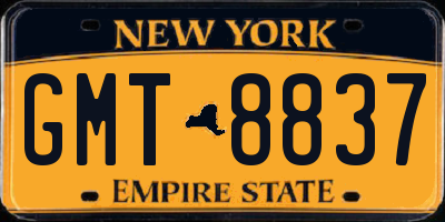 NY license plate GMT8837