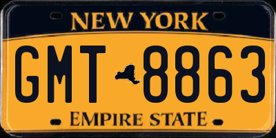 NY license plate GMT8863