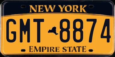 NY license plate GMT8874