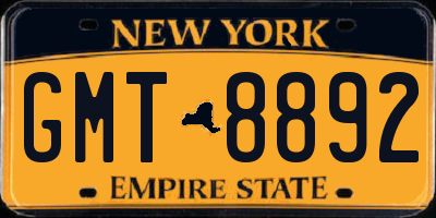 NY license plate GMT8892