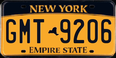 NY license plate GMT9206