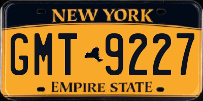 NY license plate GMT9227