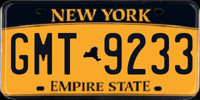 NY license plate GMT9233