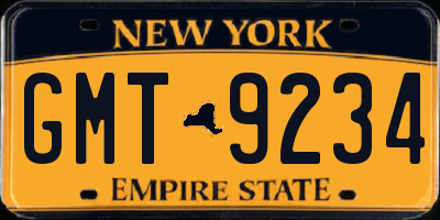 NY license plate GMT9234