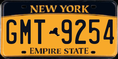 NY license plate GMT9254