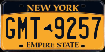 NY license plate GMT9257