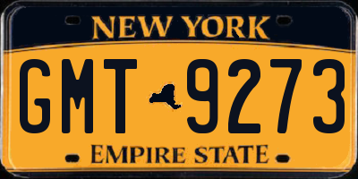 NY license plate GMT9273
