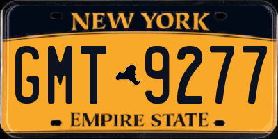 NY license plate GMT9277
