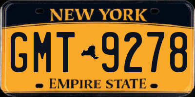 NY license plate GMT9278