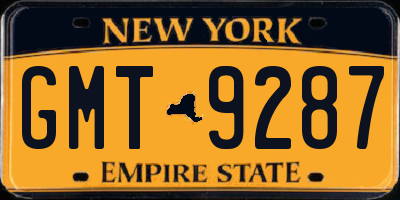 NY license plate GMT9287
