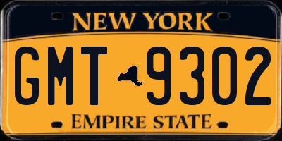 NY license plate GMT9302