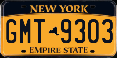 NY license plate GMT9303