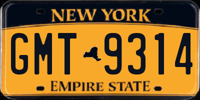 NY license plate GMT9314