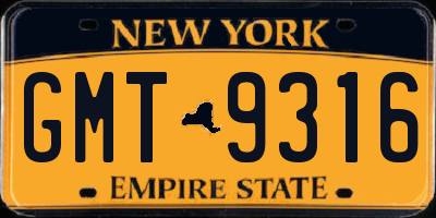 NY license plate GMT9316