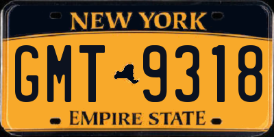 NY license plate GMT9318
