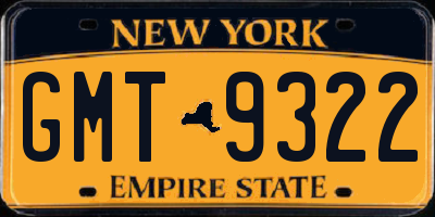 NY license plate GMT9322