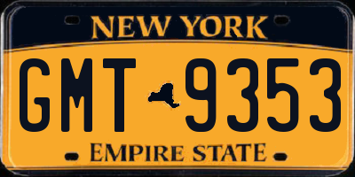 NY license plate GMT9353