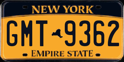 NY license plate GMT9362