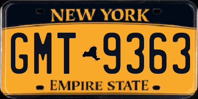 NY license plate GMT9363