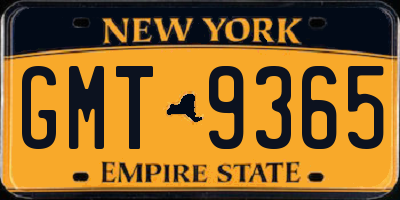NY license plate GMT9365
