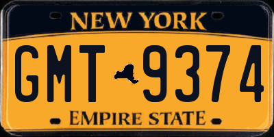 NY license plate GMT9374