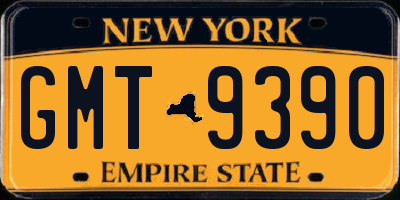 NY license plate GMT9390