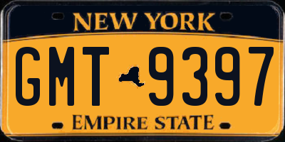 NY license plate GMT9397